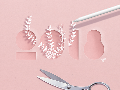 2018 2018 apple drawing happy happy new year new pencil photoshop pink procreate scissors year