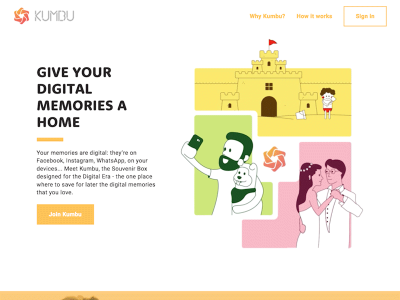 Kumbu Website - Home animation design homepage kumbu landing page ui website