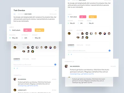 Material Aesthetics - Hubstaff 8pt board comment dash grid guide material tag task ui ux