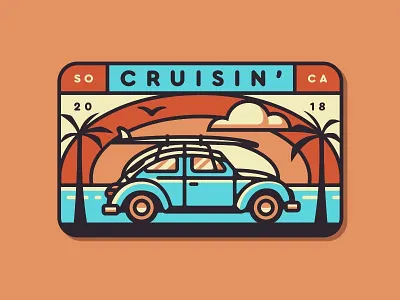 Cruisin' So Cal Badge beach beetle bug cruisin cruising retro san diego so cal sunrise sunset surf volkswagen