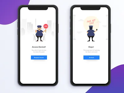 Empty state 403 404 app empty state error illustration no access not exist police ui ux