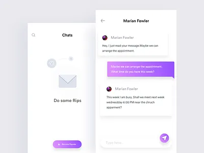 Minimal chat app bank calendar card dark data in navigation search sign up