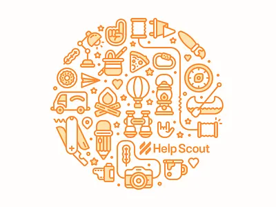 Circle Up camera compass icons lantern line pencil polymailer stroke vector