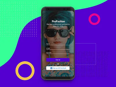 Profashion Login Form assistant button colorful design facebook fashion form login professional sign up ui ux