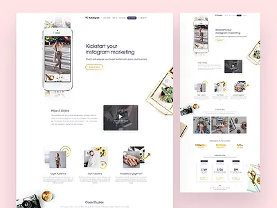 Kickstagram Homepage clean instagram landing page marketing ui ux webdesign website