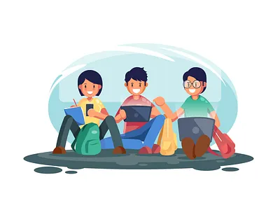 Group studies with Toppr e learning ease illustration tech ui vector