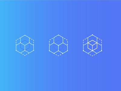 Logo research for a digital platform blue cubes digital lines logo platform research shapes white