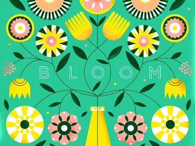 bloom bloom floral flowers illustration leaf leaves petals rose vase
