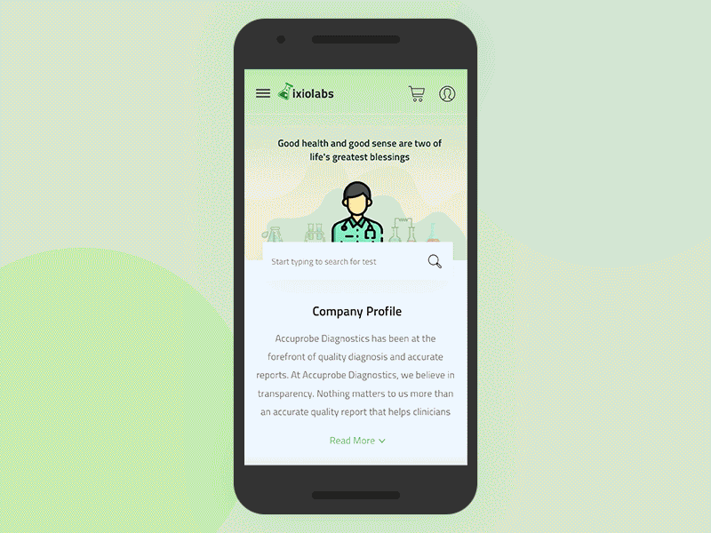Medical lab Mobile site mobile site principle uiux