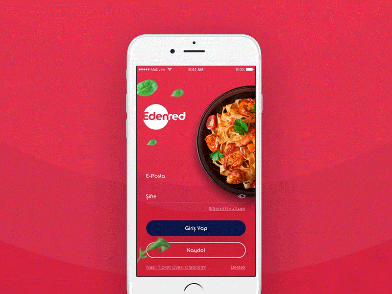 Edenred Ticket Login cook food interaction login mobile app principle restaurant splash ticket ui design ux welcome