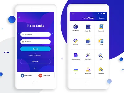 Login & Home screen apps home icons interaction login mobilel