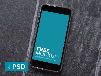 Free mockup: Black iPhone On A Stone Floor apple free high resolution iphone mock up mockup photorealistic photoshop psd workspace
