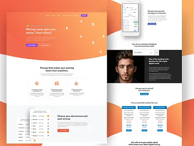 Digital Mining Service Website bitcoin character cryptocurrency ethereum illustration iphone isometric landing neon page piechota vector