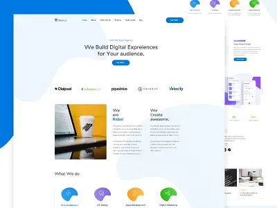 Rebel Digital Agency Landing Page agency colorful design flat gradient landing page minimal product rebel ui ux website