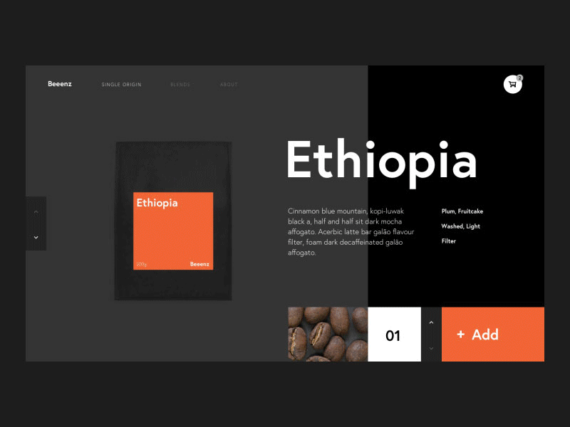 Beeenz! animation coffee ecommerce interaction ui web