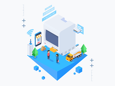 China Unicom Wang shop app 2.5d calendar design illustration sketch