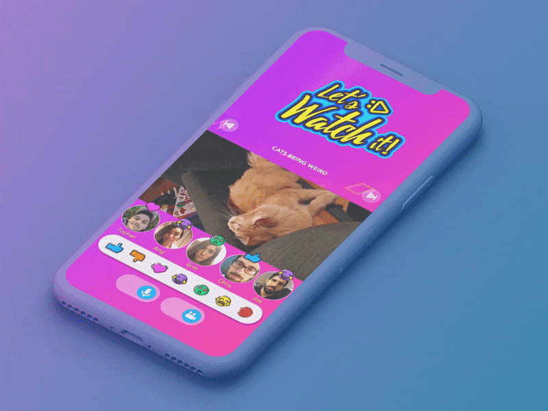 Let's Watch it! animation app imessage pink purple social video yellow