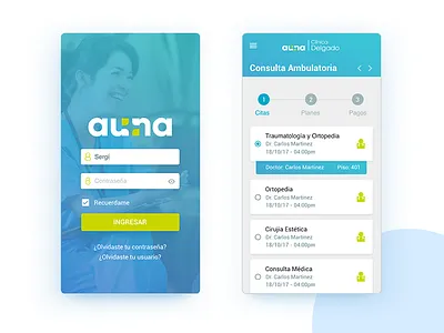 Login medical app blue categories design health hospital login ui user ux