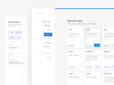 One-click App Dashboard blue dashboard design ui ux web webdesgin website white