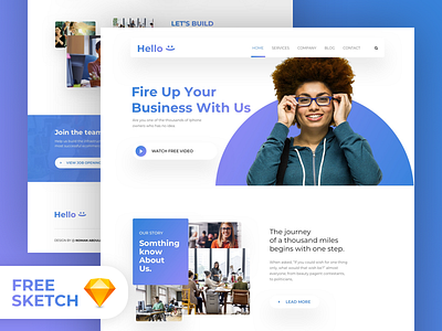 Freebie: Hello Landing page color creative design gmail google gradient template typography ui ux