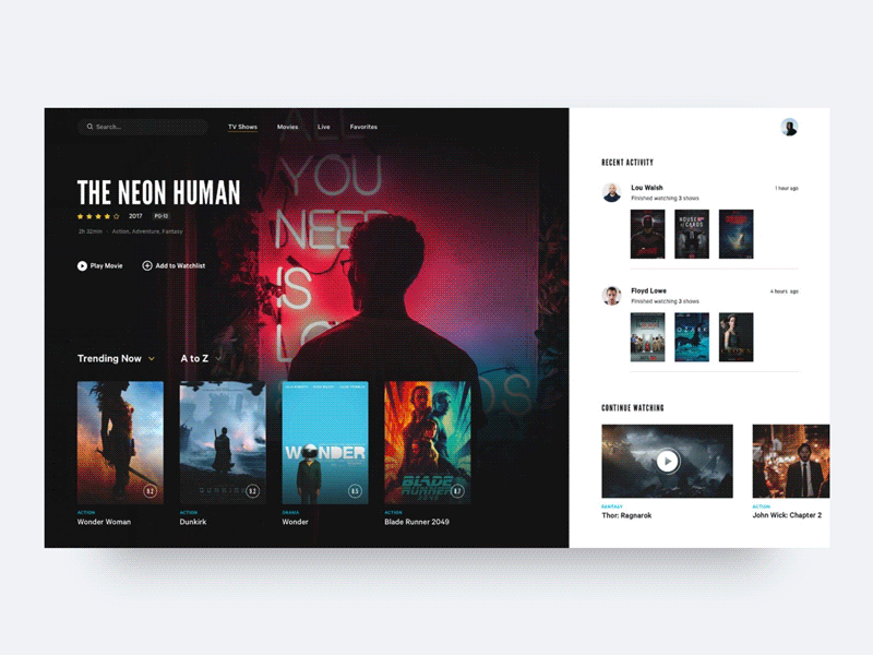 TV On Demand—UI Weekly Challenges S02 [1/10] animation cinema clean interface layout movie principle tv typography ui ux website