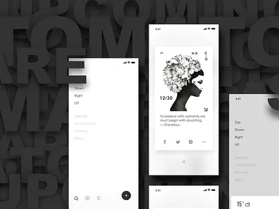 Share Daily app black daily share interface design poster design to do tomato alarm uiux white