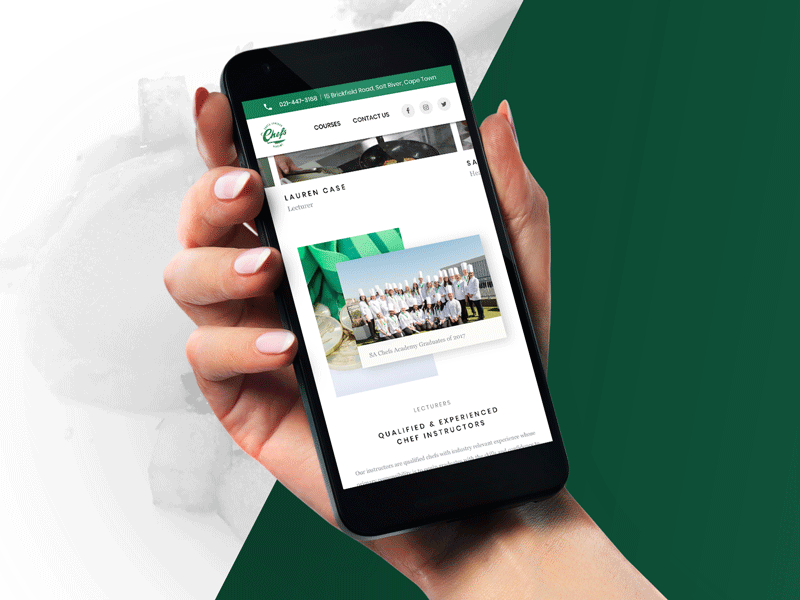 South African Chefs Academy - Sneak peak academy chef culinary ios iphone layout navigation responsive ui ux web design xd