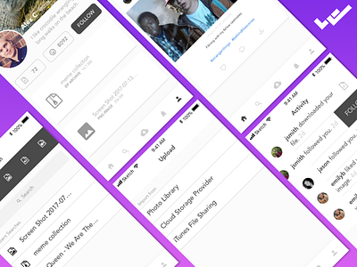 File Sharing Social Network app file sharing ios iphone mockup social network uiux