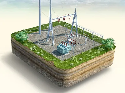General Electric 3d visualization 3dmax building electric island retushing