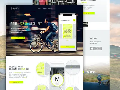 BikeFit landing page app bicycle bike desktop ios landing landing page layout ui ux website