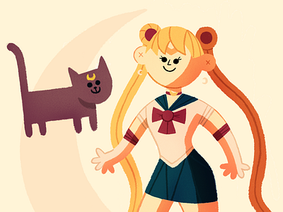 Usagi cat illustration moon procreate sailor moon