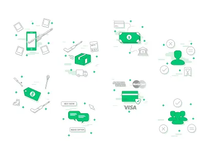 How It Works (cont.) account clean how it works icon illustration list money secure ship ui ux vector