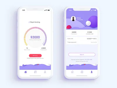 A app on personal borrowing app borrow money business finance iphone x loan personal center progress bar user interface