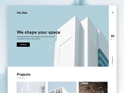 Architects landing page architects design interior designers landing minimal page real estate ui web