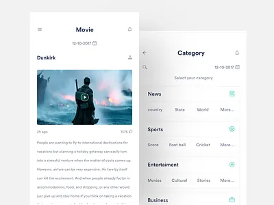 Movie reviews app cards clean dark ios johnyvino map minimal mobile movie social ui
