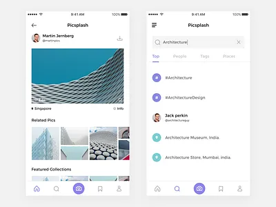 Picsplash Search Page android app clean clear ios photography photos pic