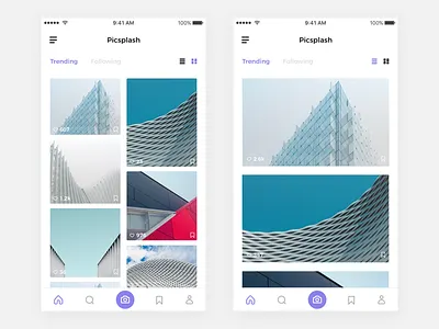 Picsplash Homescreen android app apphome clean clear home homescreen ios photography photos pic