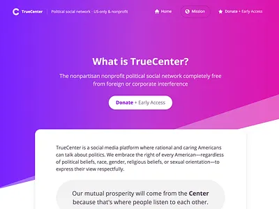 TrueCenter Mission nonprofit politics social network truecenter