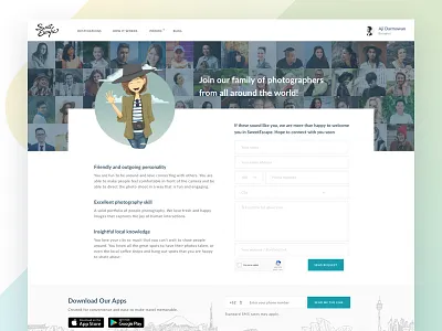 SweetEscape - Join as photographer landing page photographer travel ui ux web
