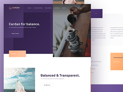 Cardan Homepage elegant homepage minimal orange purple shadows simple squares ui ux