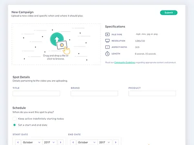 Campaign UI campaign clean upload user interface video upload web