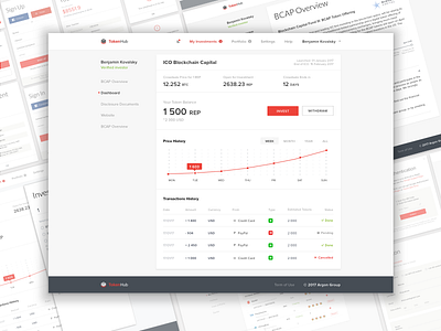 The Tokenhub analitycs bitcoin chart dashboard flat ico sketch statistic ui vector