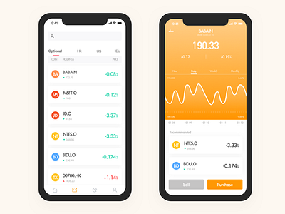 Stock index interface