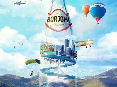 Borjomi mattpaiting mineral mountains retushing sea water