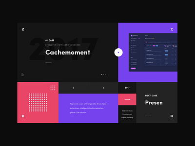 CaseShow - 1 black color grid layout minimalistic mondrian portfolio purple red ui web website