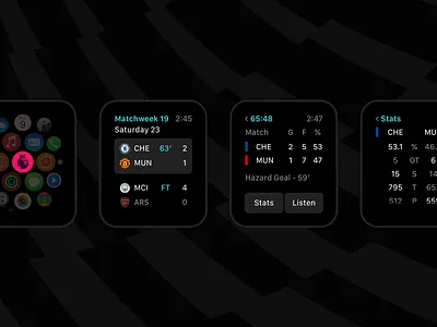 Soccer App app apple dark soccer sports ui ux watch