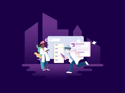 Hospital website login illustration doctor folders illustration login nurse page purple run