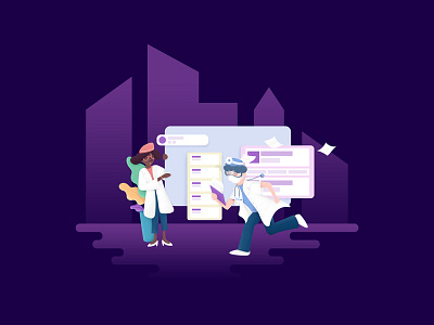 Hospital website login illustration doctor folders illustration login nurse page purple run