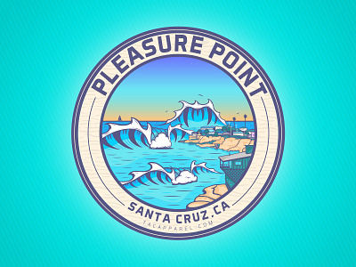 Pleasure Point Santa Cruz, California pleasure point santa cruz surfing vector wave waves