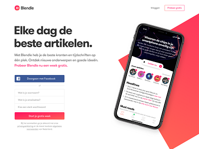 New Blendle Audio Landingpage app articles audio blendle homepage iphone landingpage news player podcast ui website